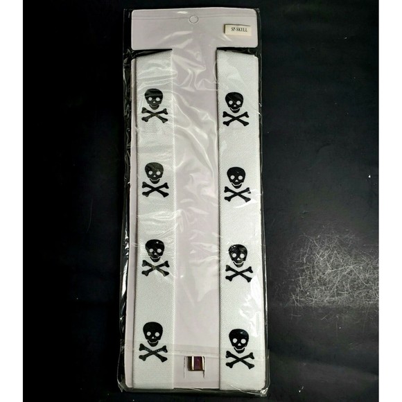 Skull & Cross Bones B & W Mens Suspenders Unicfashion Halloween Unisex N… - Picture 4 of 5